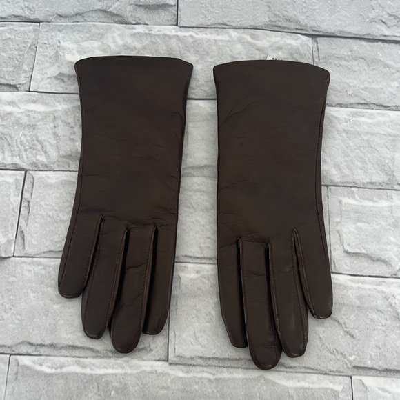 Genuine leather chocolate brown gloves size medium - Picture 1 of 6